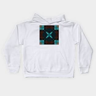 Mosaic Kaleidoscope Square Blue and Orange Kids Hoodie